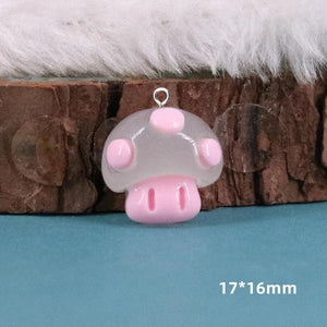 10pcs Cartoon Luminous Mushroom Charms Resin Pendant C1174