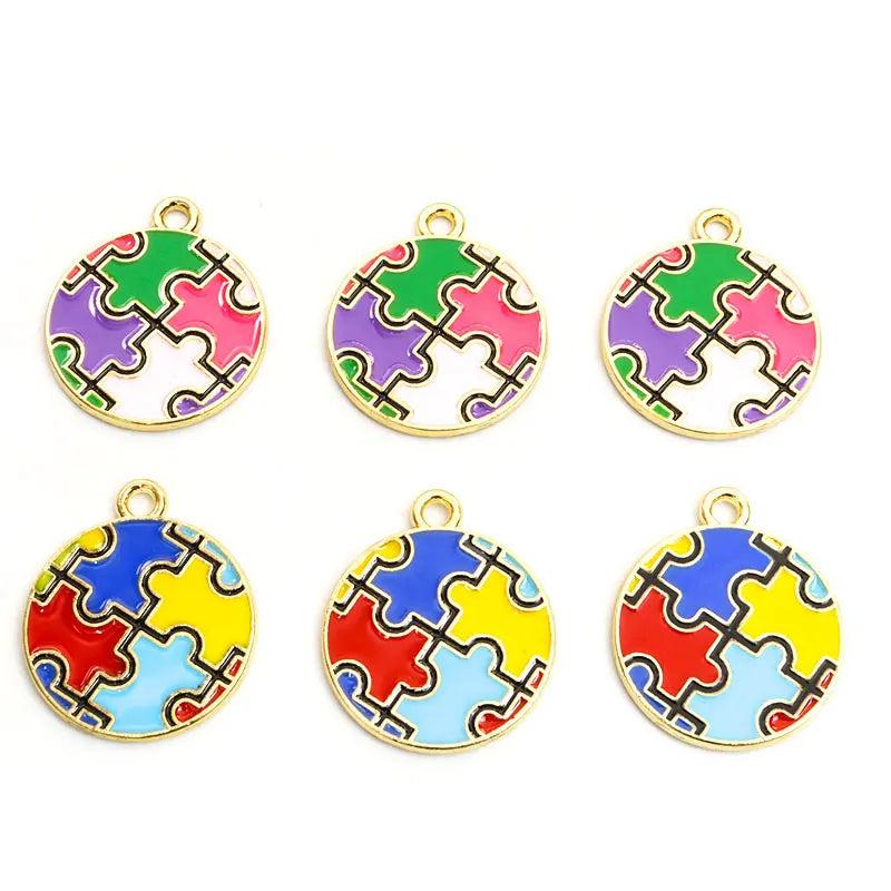 10pcs Autism Puzzles Charms Pendant DIY Jewelry Making Accessories