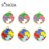 10pcs Autism Puzzles Charms Pendant DIY Jewelry Making Accessories