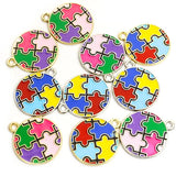 10pcs Autism Puzzles Charms Pendant DIY Jewelry Making Accessories