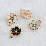 10pcs Peach Blossom Flowers Enamel Charms 12*16mm