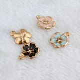 10pcs Peach Blossom Flowers Enamel Charms 12*16mm