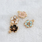 10pcs Peach Blossom Flowers Enamel Charms 12*16mm
