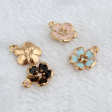 10pcs Peach Blossom Flowers Enamel Charms 12*16mm