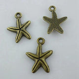 60pcs Tibetan Silver/Bronze Starfish Charms Pendants 13x17mm