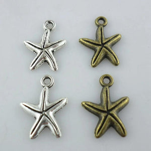 60pcs Tibetan Silver/Bronze Starfish Charms Pendants 13x17mm