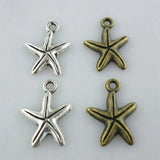 60pcs Tibetan Silver/Bronze Starfish Charms Pendants 13x17mm