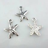 60pcs Tibetan Silver/Bronze Starfish Charms Pendants 13x17mm