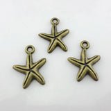 60pcs Tibetan Silver/Bronze Starfish Charms Pendants 13x17mm