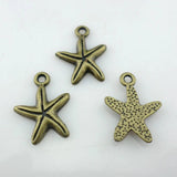 60pcs Tibetan Silver/Bronze Starfish Charms Pendants 13x17mm
