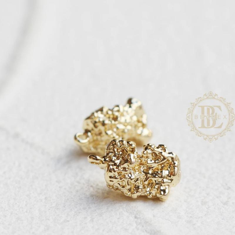 Solid Brass Nugget Charm - 13x7mm
