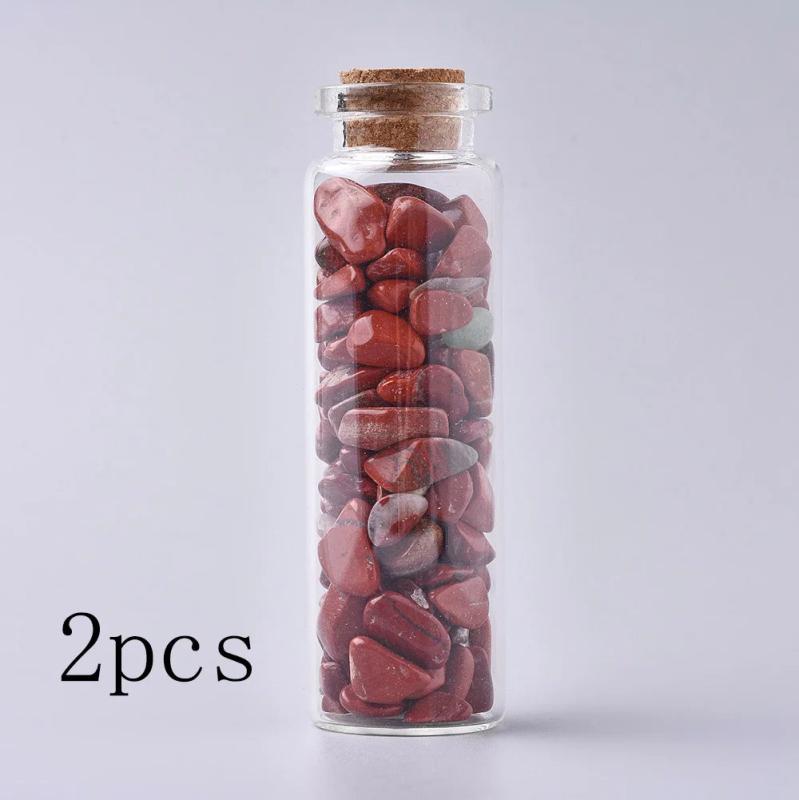 Mixed Mini Wishing Glass Bottle Pendant with Gemstone Chip Stone Beads