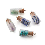 Mixed Mini Wishing Glass Bottle Pendant with Gemstone Chip Stone Beads