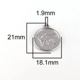 5pcs Stainless Steel Round Map Charms for DIY Jewelry