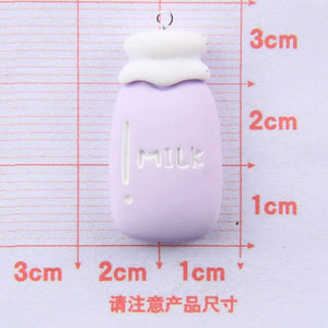10Pcs Milk Bottle Resin Charms for Jewelry Making Cute Pendants C912