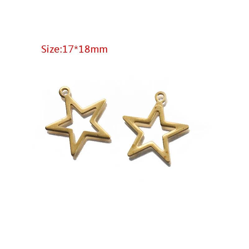 50Pcs Raw Brass Star & Crescent Moon Charms for DIY Jewelry Making