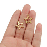 50Pcs Raw Brass Star & Crescent Moon Charms for DIY Jewelry Making