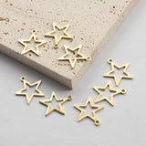 50Pcs Raw Brass Star & Crescent Moon Charms for DIY Jewelry Making