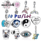 10Pcs Taiji Chart Mermaid Charms Bracelet Necklace Pendant Dream Catcher Jewelry