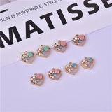 10Pcs 15x15mm Alloy Crystal Heart Charms Metal Pendant