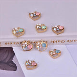 10Pcs 15x15mm Alloy Crystal Heart Charms Metal Pendant