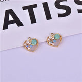 10Pcs 15x15mm Alloy Crystal Heart Charms Metal Pendant