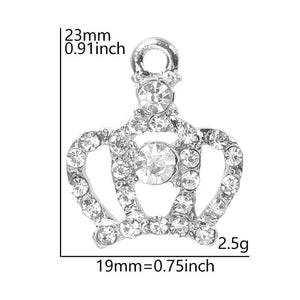 10pcs Crown Silver Crystal Charms Rhinestone Jewelry Bag Earring Crafts