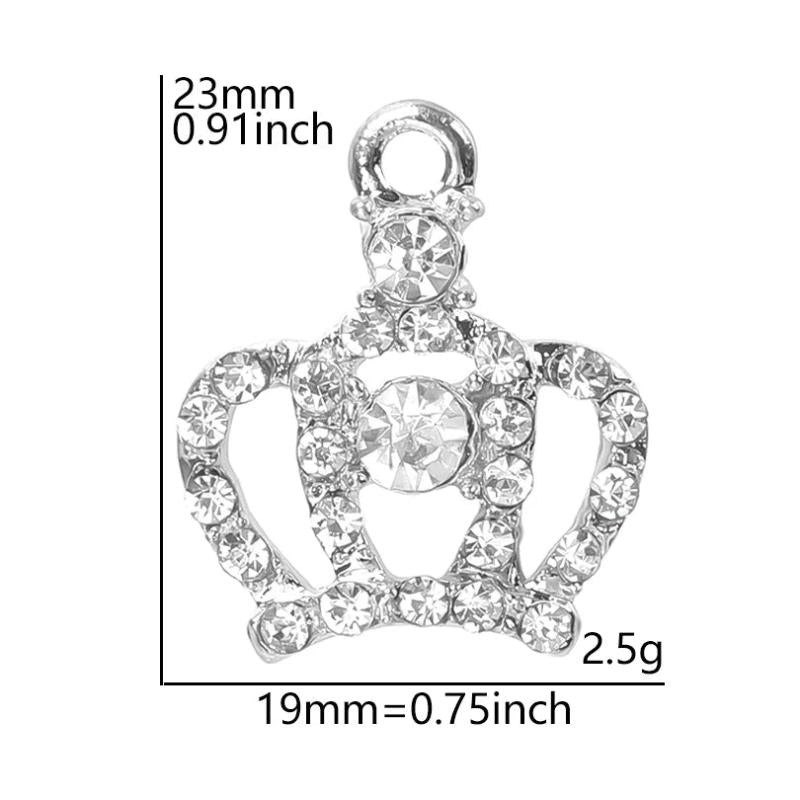 10pcs Crown Silver Crystal Charms Rhinestone Jewelry Bag Earring Crafts