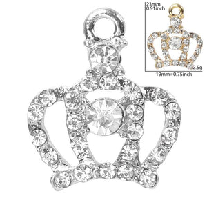 10pcs Crown Silver Crystal Charms Rhinestone Jewelry Bag Earring Crafts