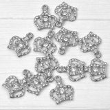 10pcs Crown Silver Crystal Charms Rhinestone Jewelry Bag Earring Crafts