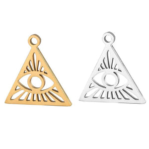 4Pcs Stainless Steel Triangle Charms Devil's Eye Pendant DIY Jewelry Making