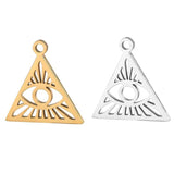 4Pcs Stainless Steel Triangle Charms Devil's Eye Pendant DIY Jewelry Making