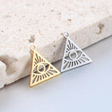 4Pcs Stainless Steel Triangle Charms Devil's Eye Pendant DIY Jewelry Making