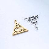 4Pcs Stainless Steel Triangle Charms Devil's Eye Pendant DIY Jewelry Making