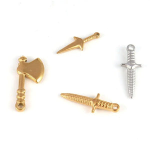 5pcs Stainless Steel Weapon Charm Pendant Jewelry Accessories