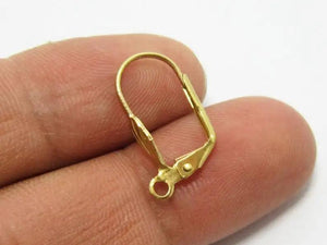 30pcs Brass Leverback Earring Clasps 19.5x10.5mm Shell Raw Brass Ear Hook