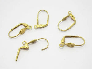 30pcs Brass Leverback Earring Clasps 19.5x10.5mm Shell Raw Brass Ear Hook