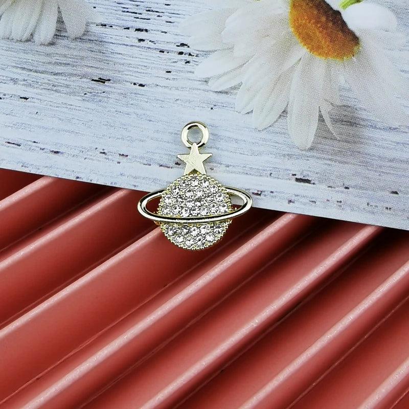 10Pcs Rhinestone Star Charms Golden Earrings Pendants DIY Jewelry