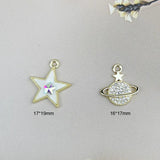 10Pcs Rhinestone Star Charms Golden Earrings Pendants DIY Jewelry