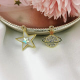 10Pcs Rhinestone Star Charms Golden Earrings Pendants DIY Jewelry