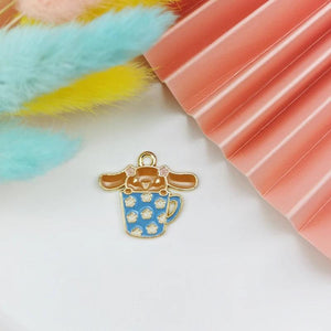 10pcs Teacup Dog Enamel Charms Cake Animals Pendants DIY Jewelry