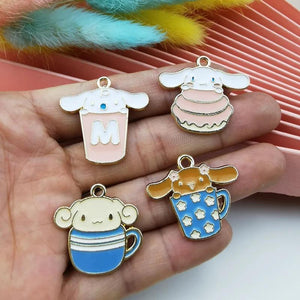 10pcs Teacup Dog Enamel Charms Cake Animals Pendants DIY Jewelry