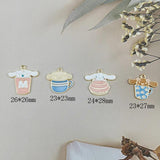 10pcs Teacup Dog Enamel Charms Cake Animals Pendants DIY Jewelry