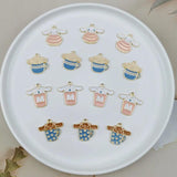 10pcs Teacup Dog Enamel Charms Cake Animals Pendants DIY Jewelry