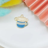 10pcs Teacup Dog Enamel Charms Cake Animals Pendants DIY Jewelry