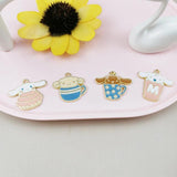 10pcs Teacup Dog Enamel Charms Cake Animals Pendants DIY Jewelry