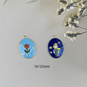 10pcs Cartoon Boy Rose Metal Charms Enamel Charm Pendants for Jewelry DIY