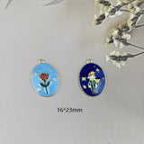 10pcs Cartoon Boy Rose Metal Charms Enamel Charm Pendants for Jewelry DIY