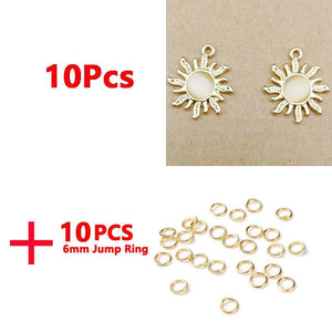 10Pcs Zircon Sun Charms Alloy Pendants For DIY Jewelry Making