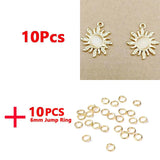 10Pcs Zircon Sun Charms Alloy Pendants For DIY Jewelry Making